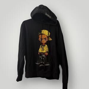 The Boondocks Riley Freeman Black Hoodie XL Heavy Chenille Embroidery Big Face